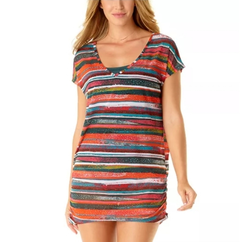 Anne Coleâ Sand Stripe Printed Tunic Cover-Up XS/S